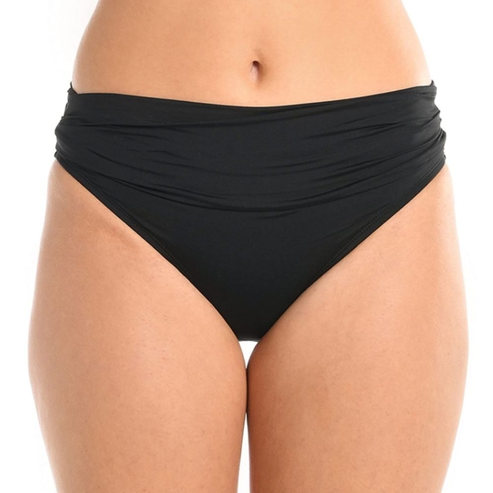 NWT La Blanca Island Goddess Banded Hipster Swim Bikini Bottom Black - Size 8